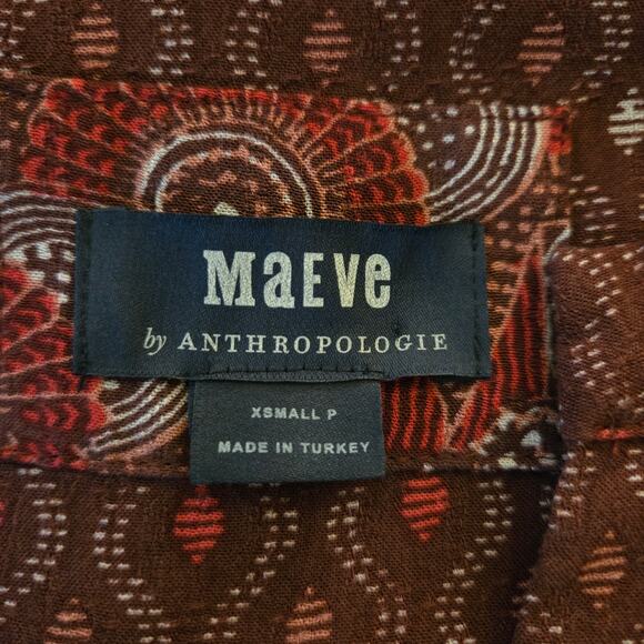 Maeve By Anthropologie Amber Tiered Tunic Dress XS Wine Burgundy Babydoll Boho - Picture 12 of 12